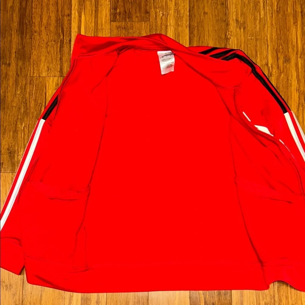 Adidas Kids Red Jacket with White Logo - Picture 6 of 9